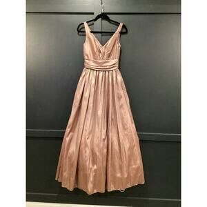 Mori Lee Madeline Gardner tafetta V Neck Bridesmaid Gown formal Pleated dress 6